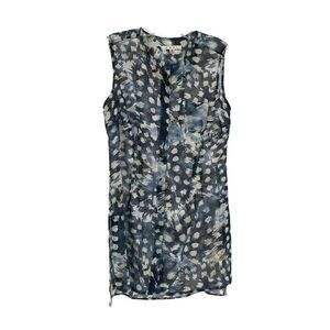 Cabi Avery Tunic Top Size XS Sheer Button Front Sleeveless Blouse Blue #416 Cute